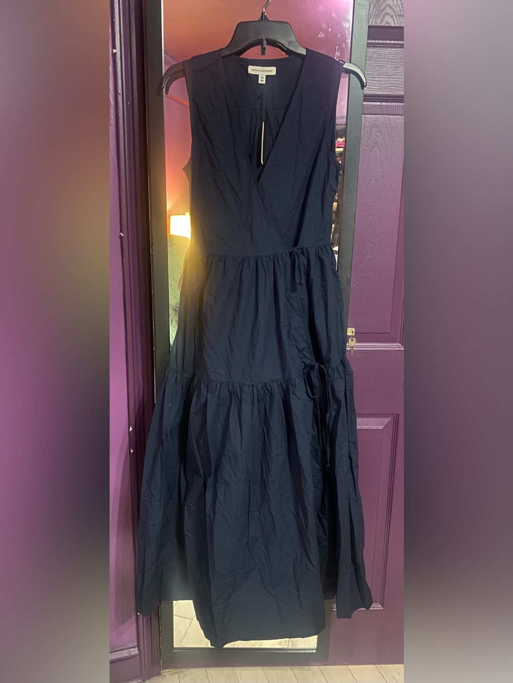 Banana Republic Navy Tiered Wrap Maxi Dress